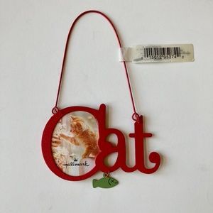 NWT Hallmark Cat Red Metal Photo Frame Ornament Mini Wall Art Door Knob Sign